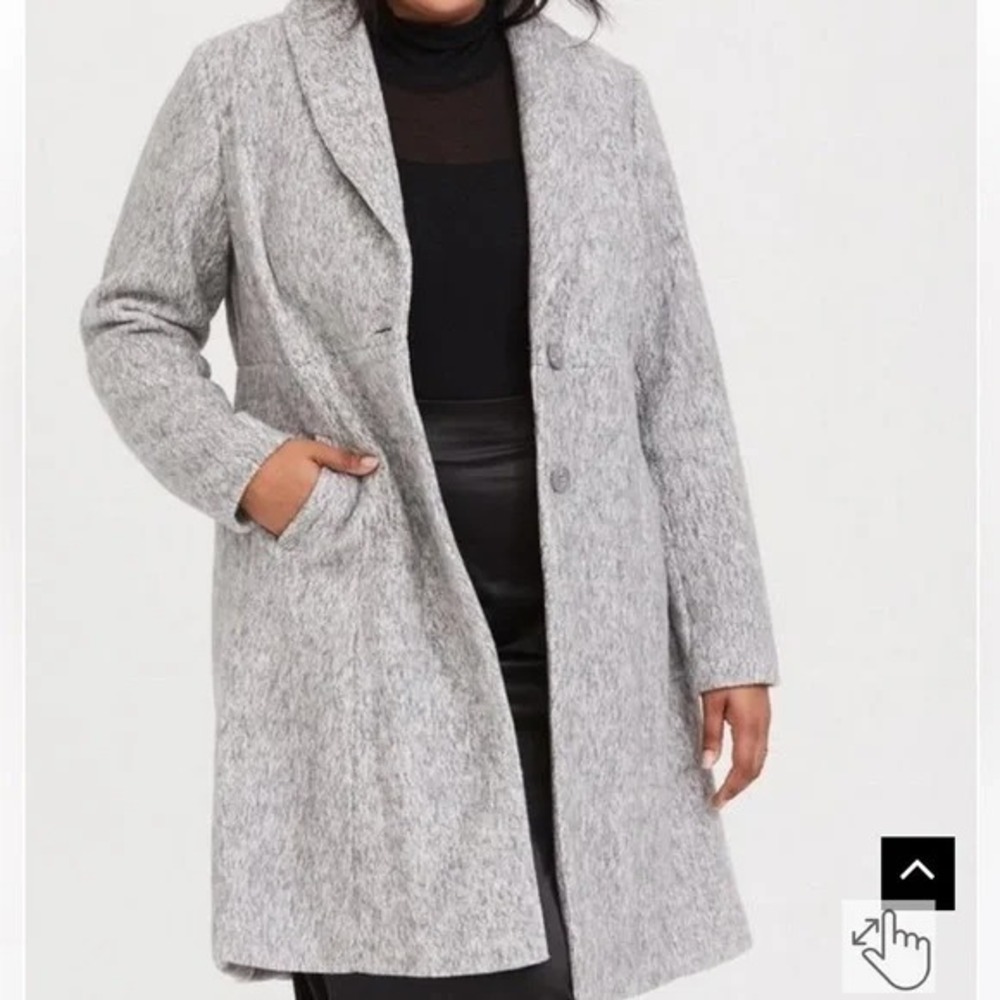 Torrid Grey Brushed Maco‎ A-Line Coat Plus Size 3 3X New With Tags